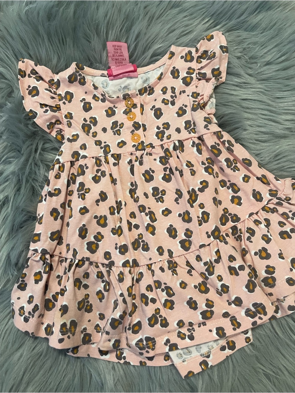Pink Cheetah Print Ruffle Dress | 18 Months | #2825